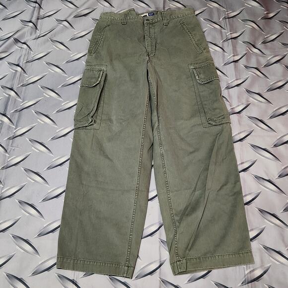 VTG Y2K GAP Mens 34x30 Military Combat Paratrooper Cargo Pants Wide Leg - Picture 1 of 4